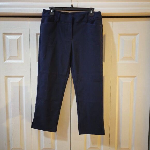 7th Avenue Design Studio Women's Navy Blue Stretch Dress Pants Size 8 - Picture 2 of 15